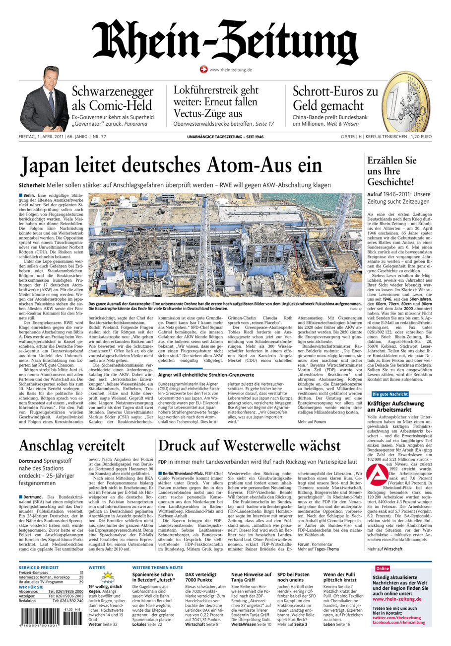 Rhein-Zeitung Kreis Altenkirchen vom Freitag, 01.04.2011