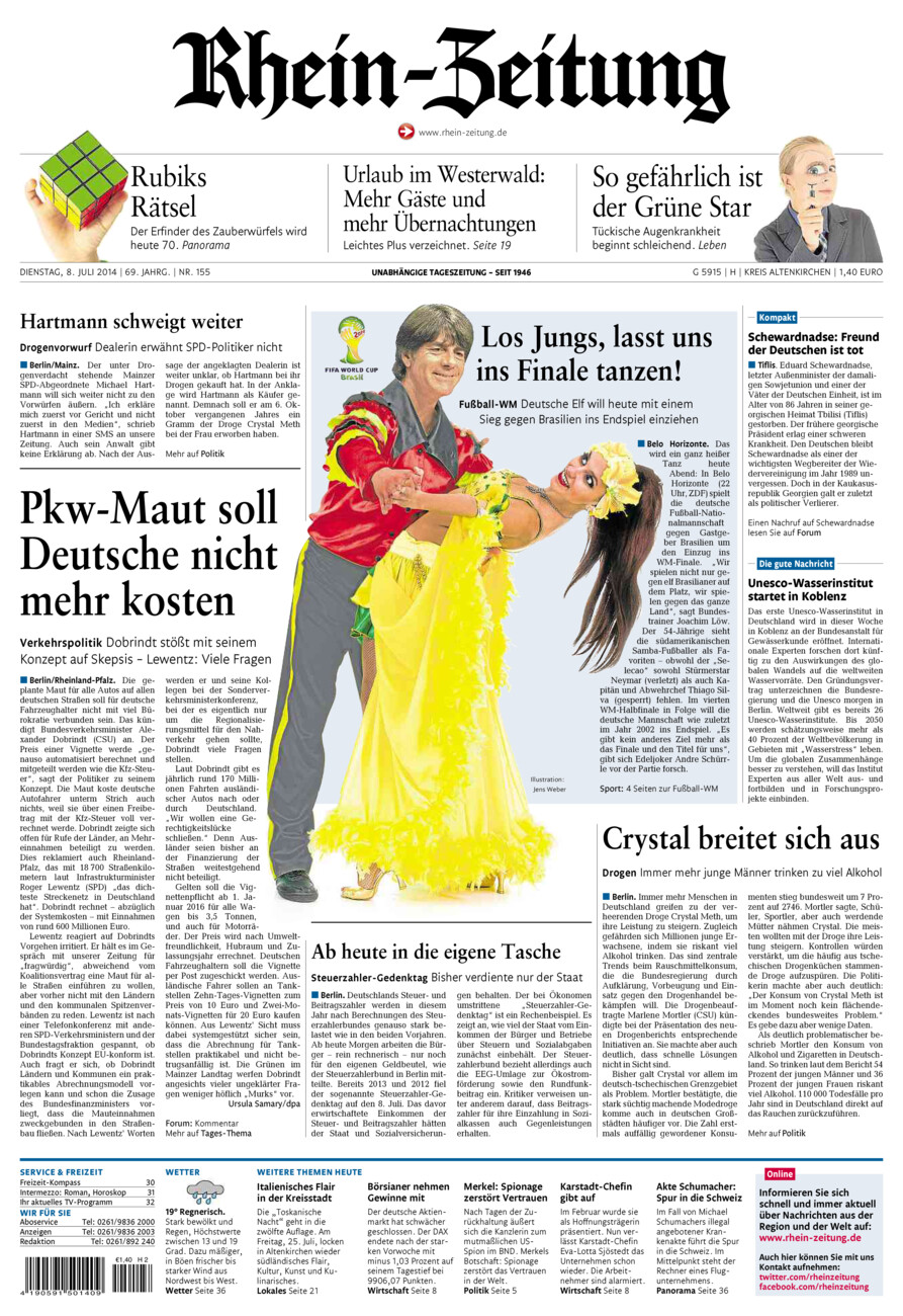 Rhein-Zeitung Kreis Altenkirchen vom Dienstag, 08.07.2014