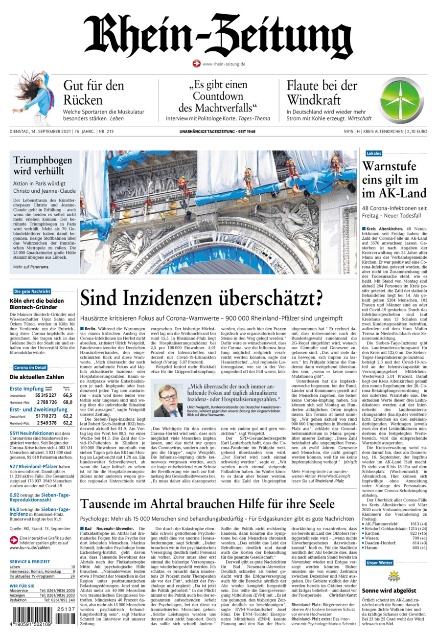 Rhein-Zeitung Kreis Altenkirchen vom Dienstag, 14.09.2021