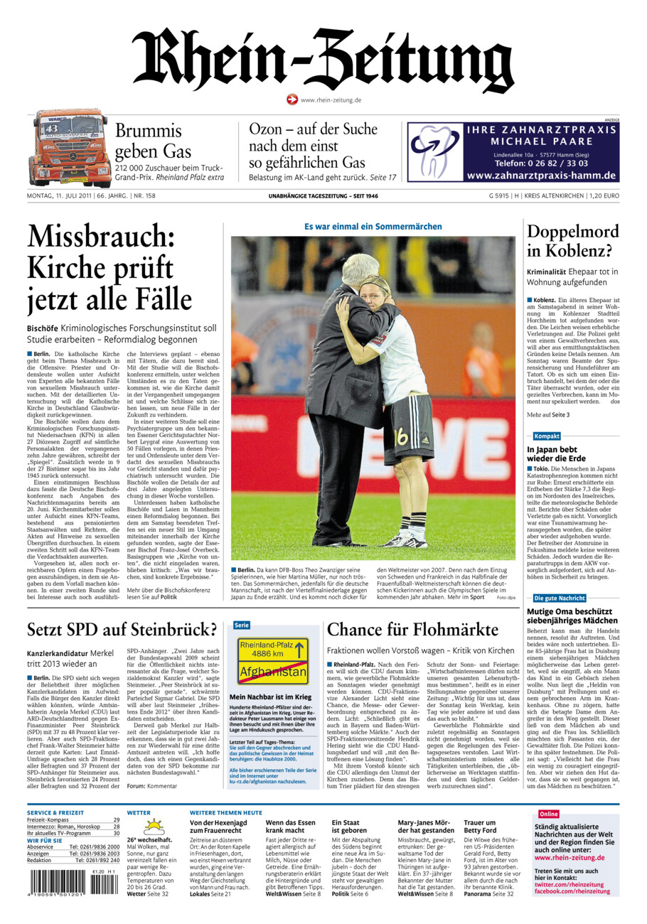 Rhein-Zeitung Kreis Altenkirchen vom Montag, 11.07.2011