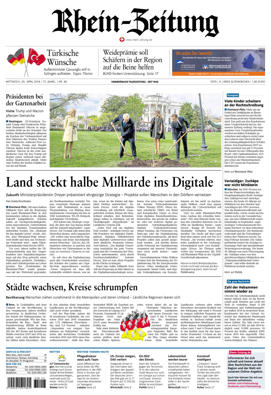 Rhein-Zeitung Kreis Altenkirchen vom Mittwoch, 25.04.2018