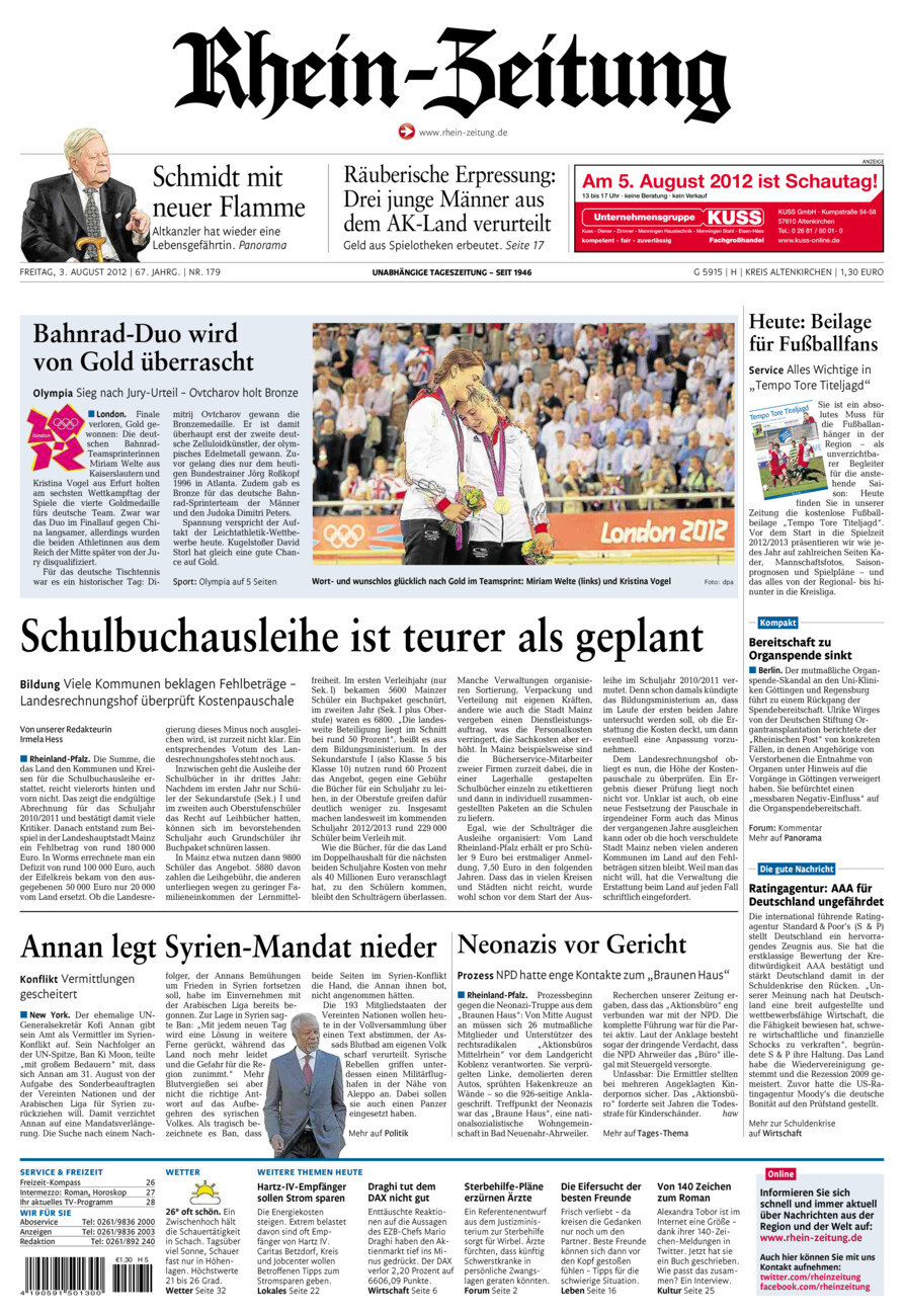 Rhein-Zeitung Kreis Altenkirchen vom Freitag, 03.08.2012