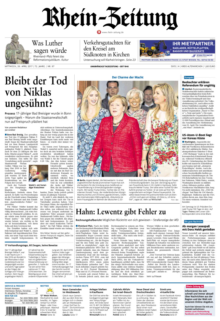 Rhein-Zeitung Kreis Altenkirchen vom Mittwoch, 26.04.2017