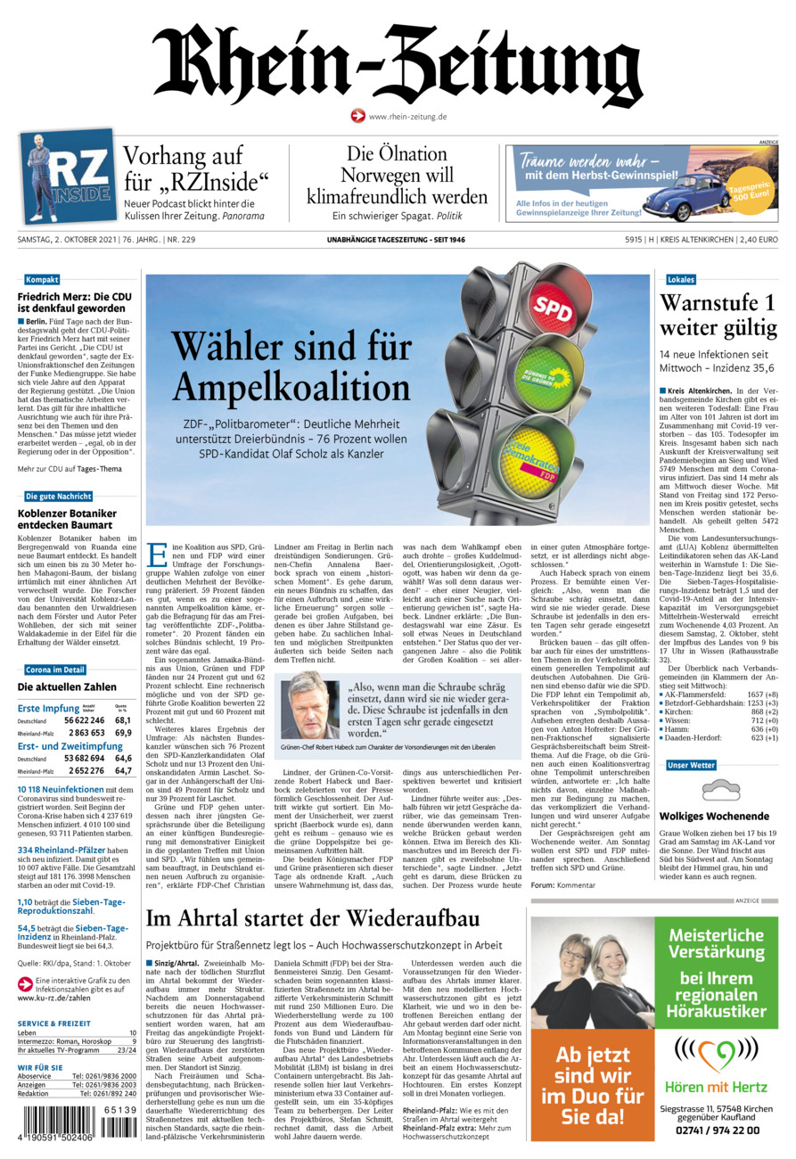 Rhein-Zeitung Kreis Altenkirchen vom Samstag, 02.10.2021