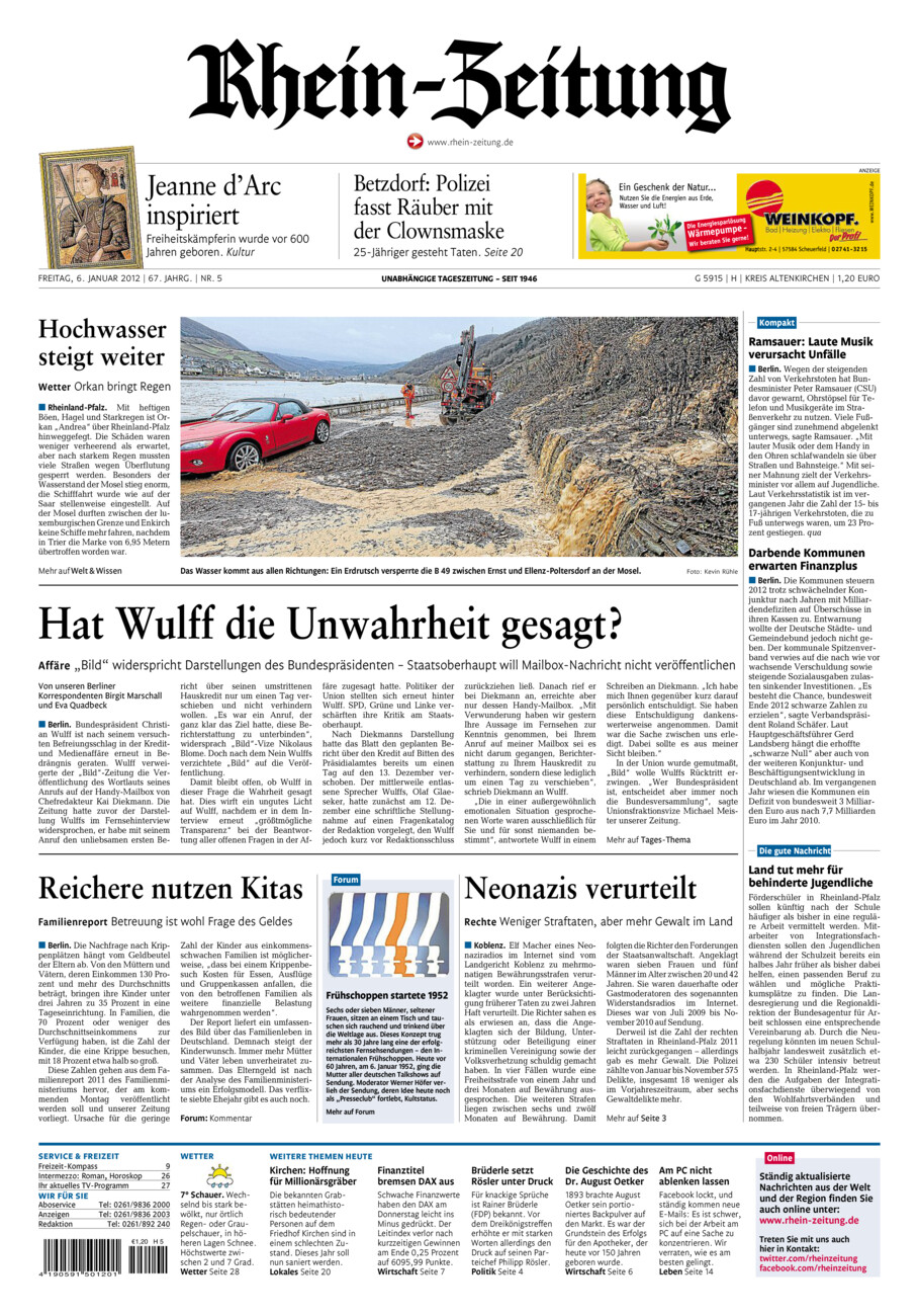 Rhein-Zeitung Kreis Altenkirchen vom Freitag, 06.01.2012
