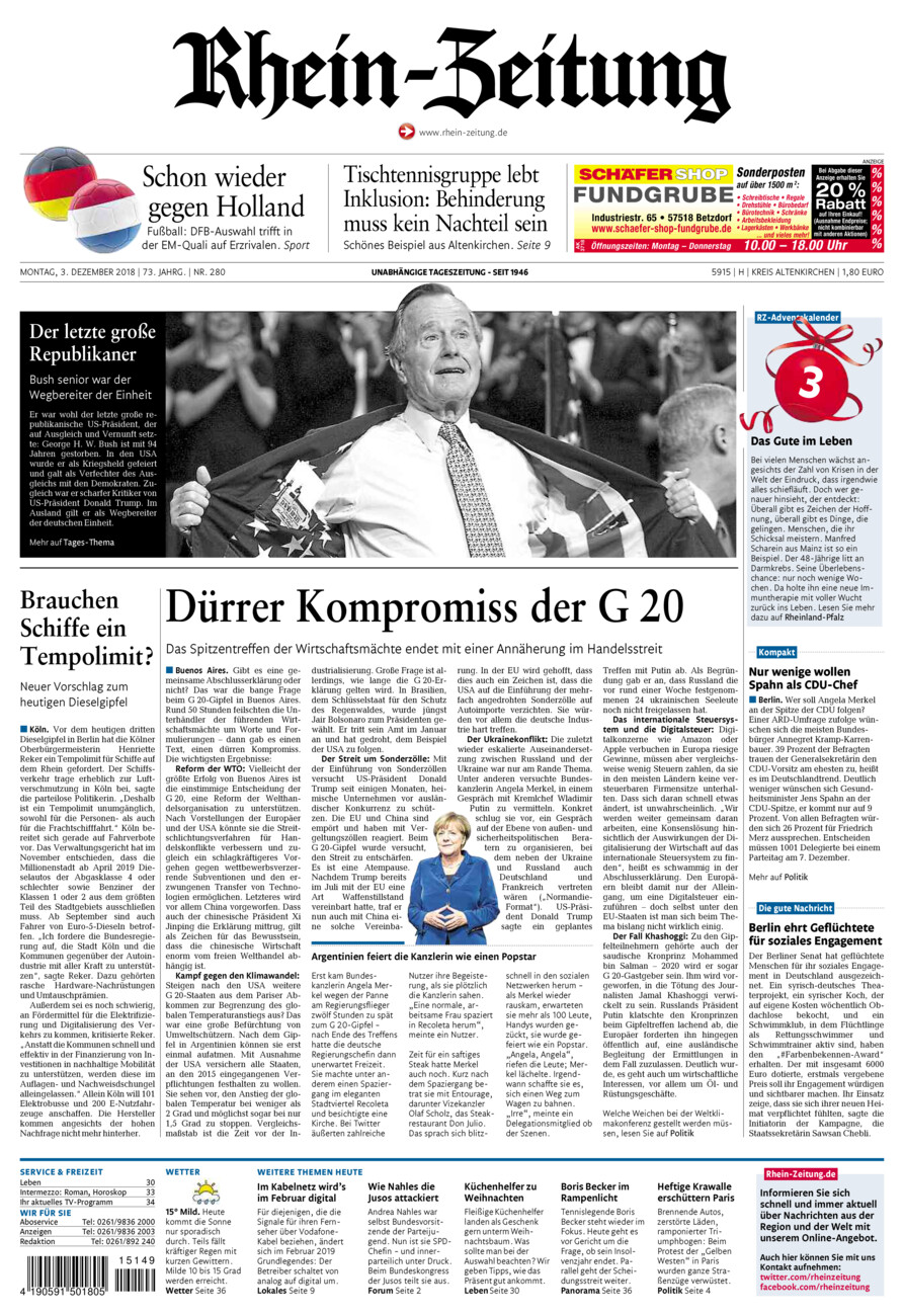 Rhein-Zeitung Kreis Altenkirchen vom Montag, 03.12.2018