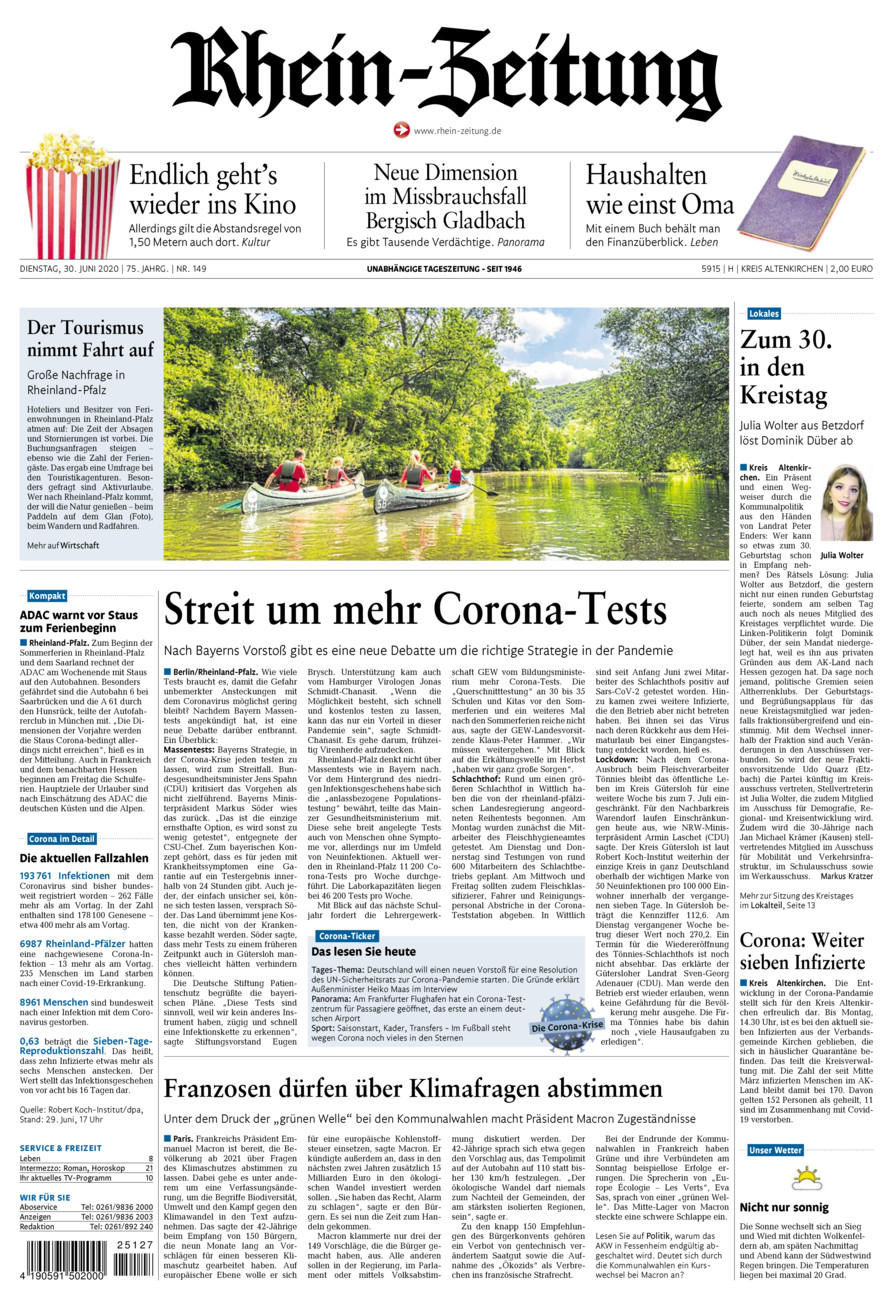 Rhein-Zeitung Kreis Altenkirchen vom Dienstag, 30.06.2020