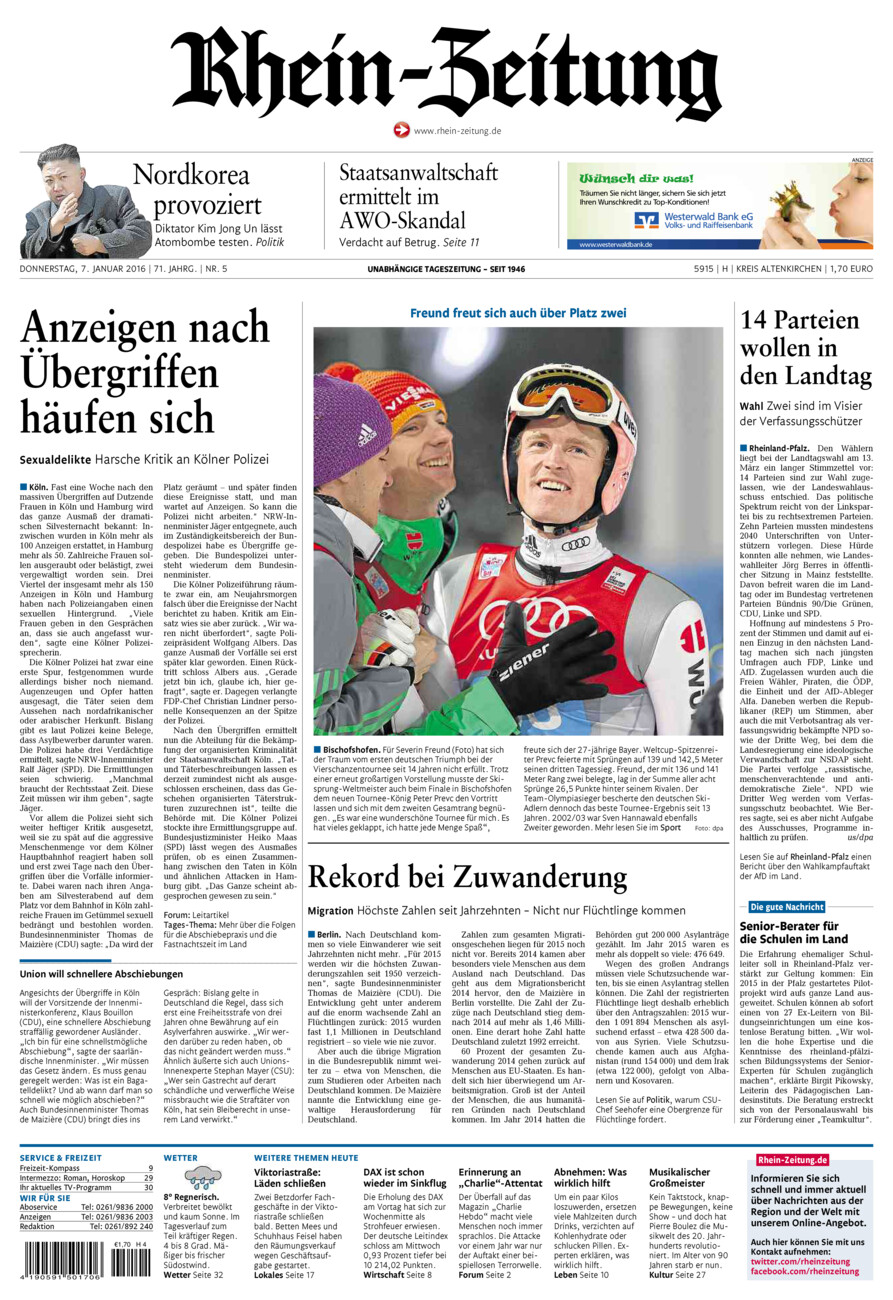 Rhein-Zeitung Kreis Altenkirchen vom Donnerstag, 07.01.2016
