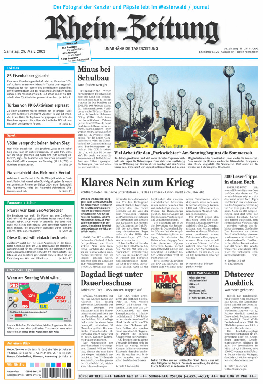 Rhein-Zeitung Kreis Altenkirchen vom Samstag, 29.03.2003
