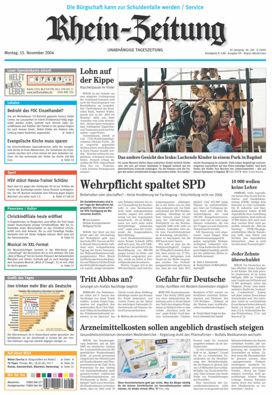 Rhein-Zeitung Kreis Altenkirchen vom Montag, 15.11.2004