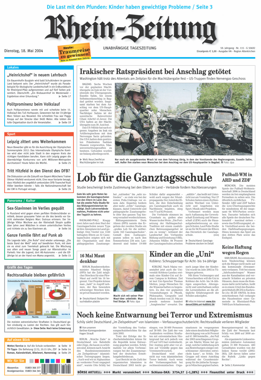 Rhein-Zeitung Kreis Altenkirchen vom Dienstag, 18.05.2004