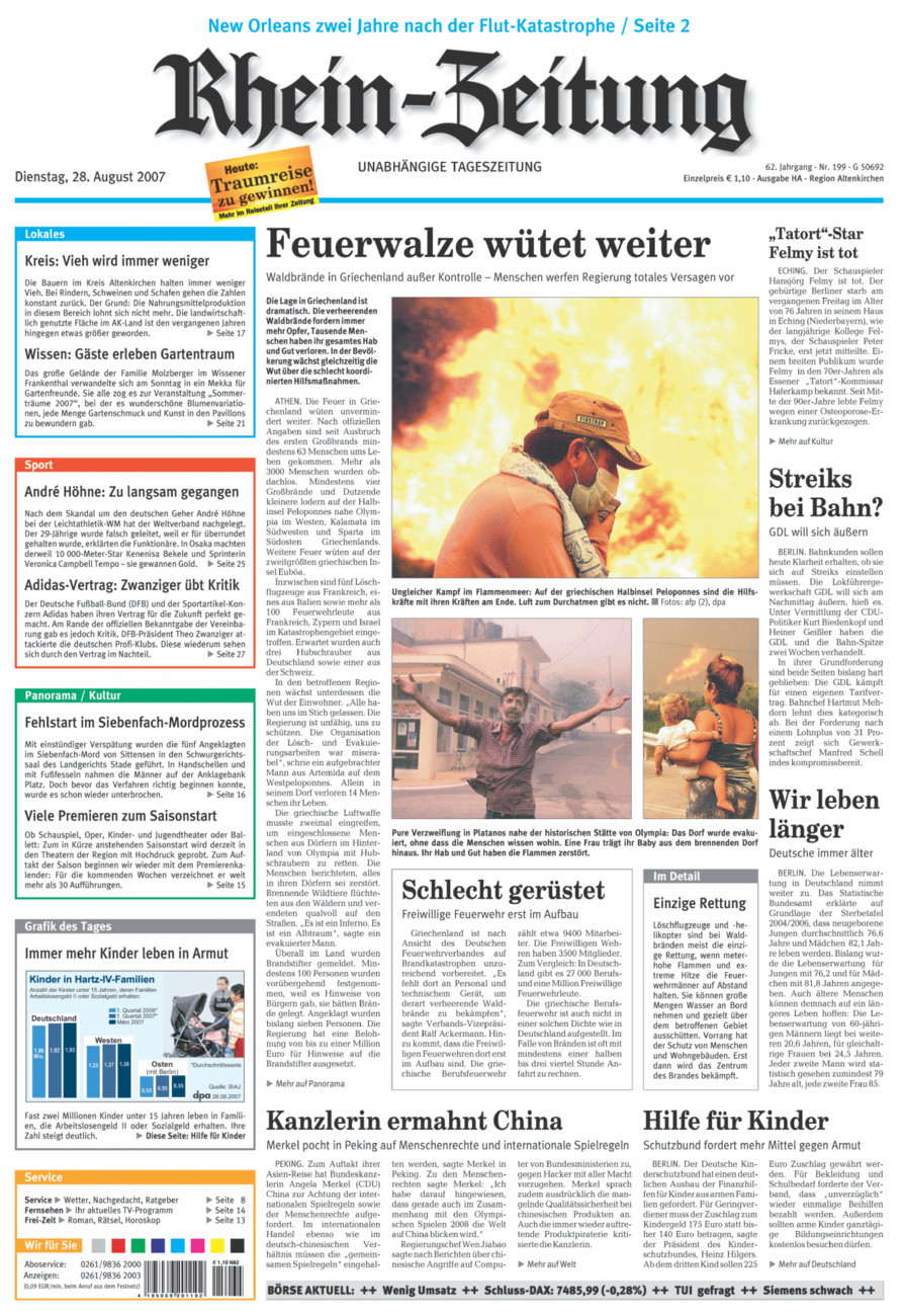 Rhein-Zeitung Kreis Altenkirchen vom Dienstag, 28.08.2007