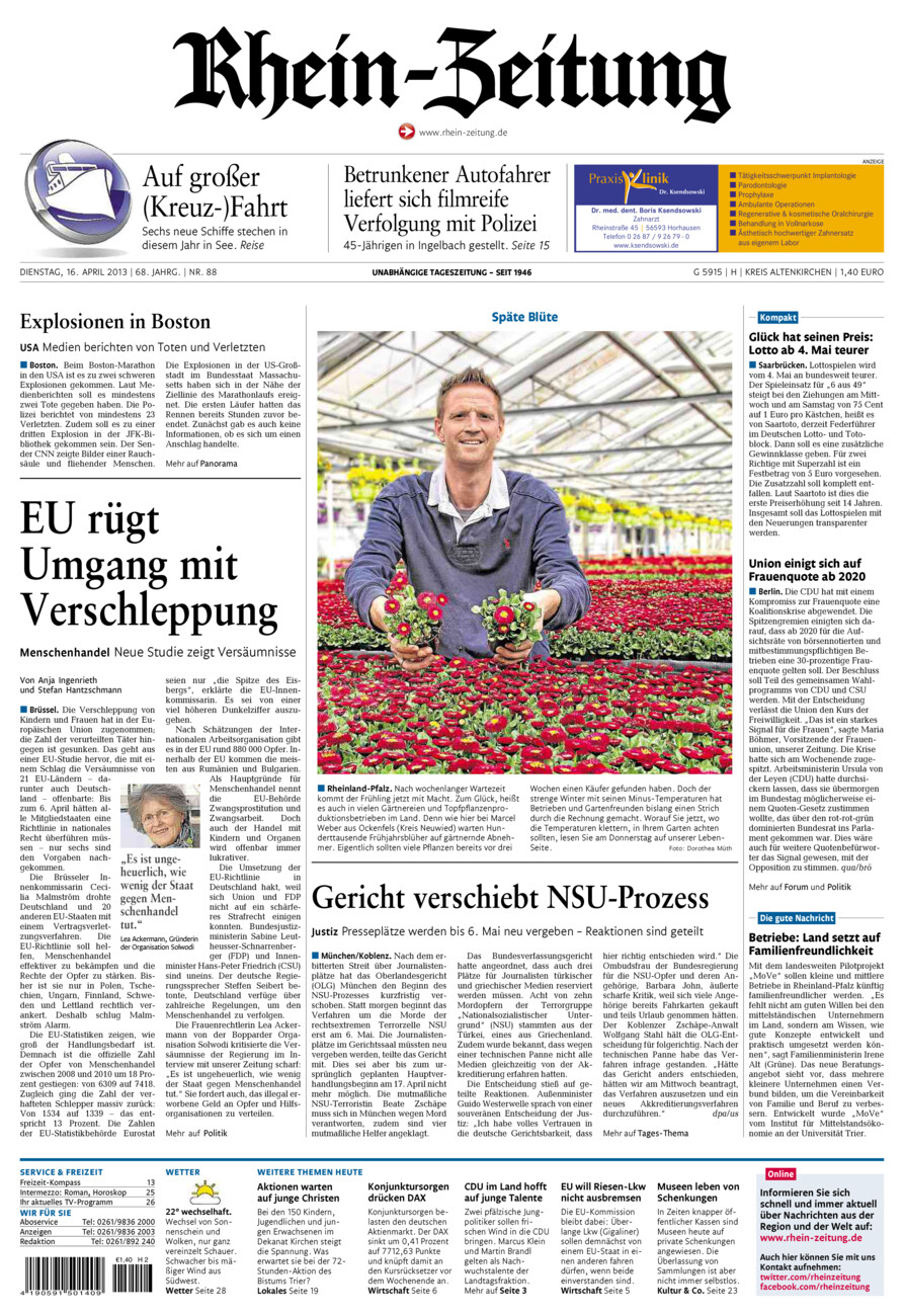 Rhein-Zeitung Kreis Altenkirchen vom Dienstag, 16.04.2013