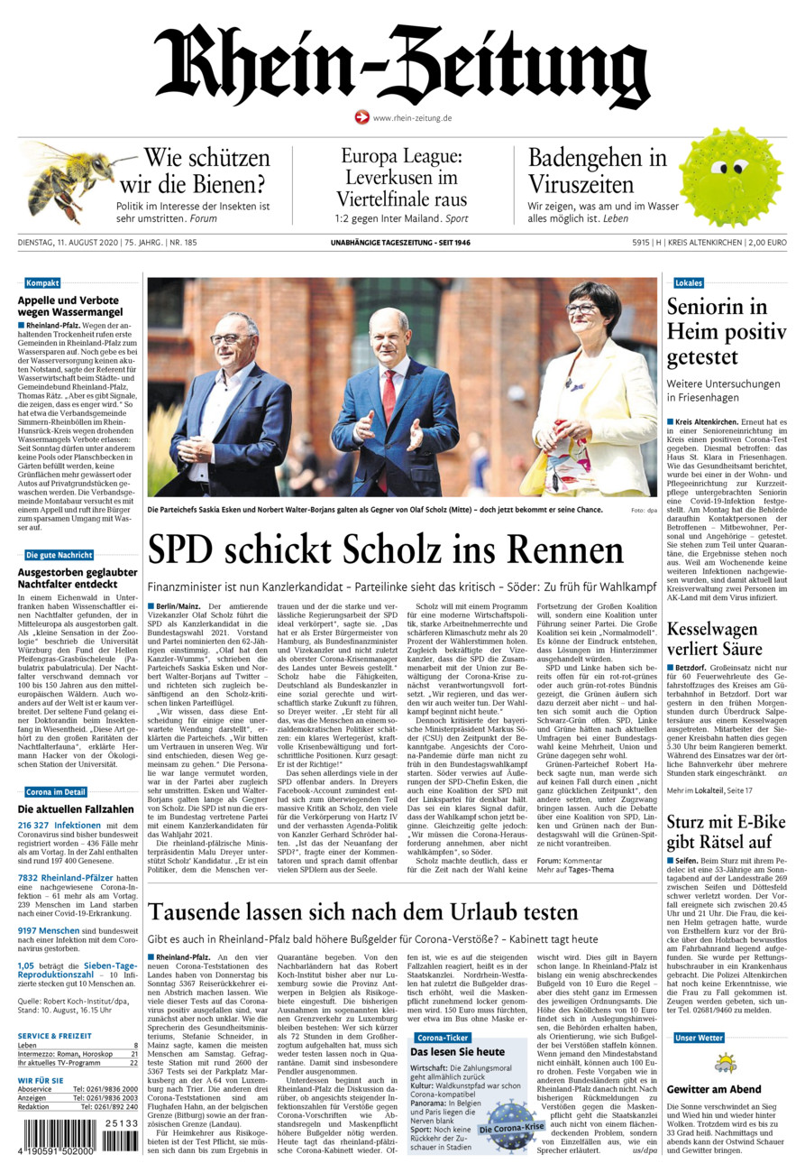 Rhein-Zeitung Kreis Altenkirchen vom Dienstag, 11.08.2020