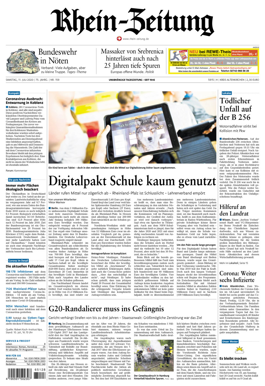 Rhein-Zeitung Kreis Altenkirchen vom Samstag, 11.07.2020
