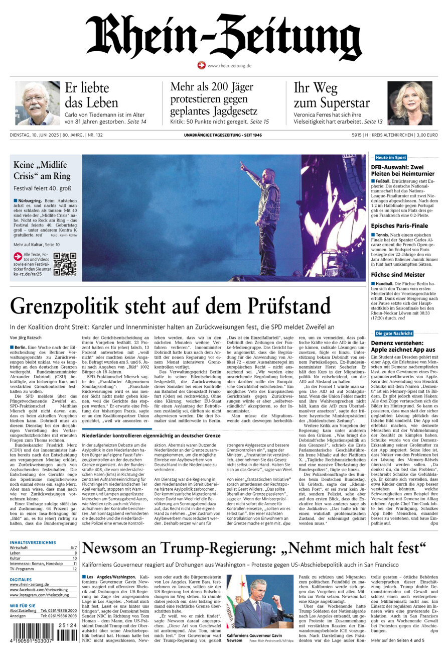 Rhein-Zeitung Kreis Altenkirchen vom Dienstag, 10.06.2025