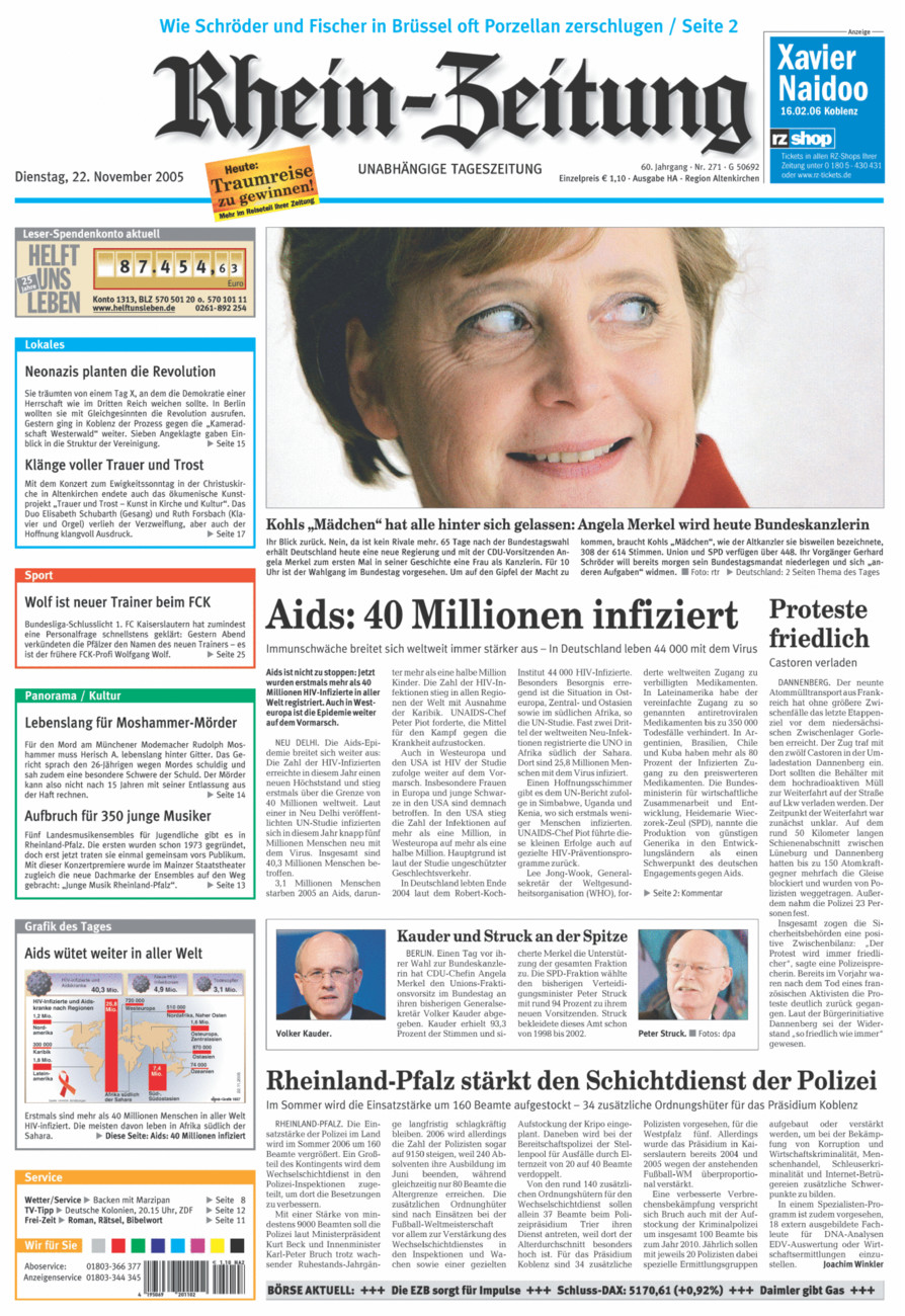 Rhein-Zeitung Kreis Altenkirchen vom Dienstag, 22.11.2005