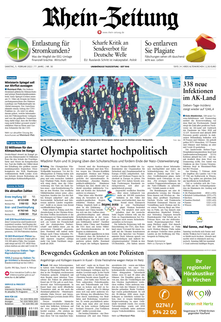 Rhein-Zeitung Kreis Altenkirchen vom Samstag, 05.02.2022