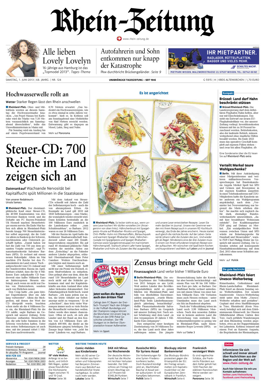 Rhein-Zeitung Kreis Altenkirchen vom Samstag, 01.06.2013