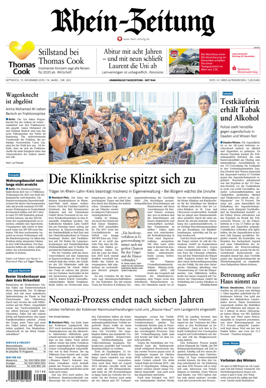 Rhein-Zeitung Kreis Altenkirchen vom Mittwoch, 13.11.2019