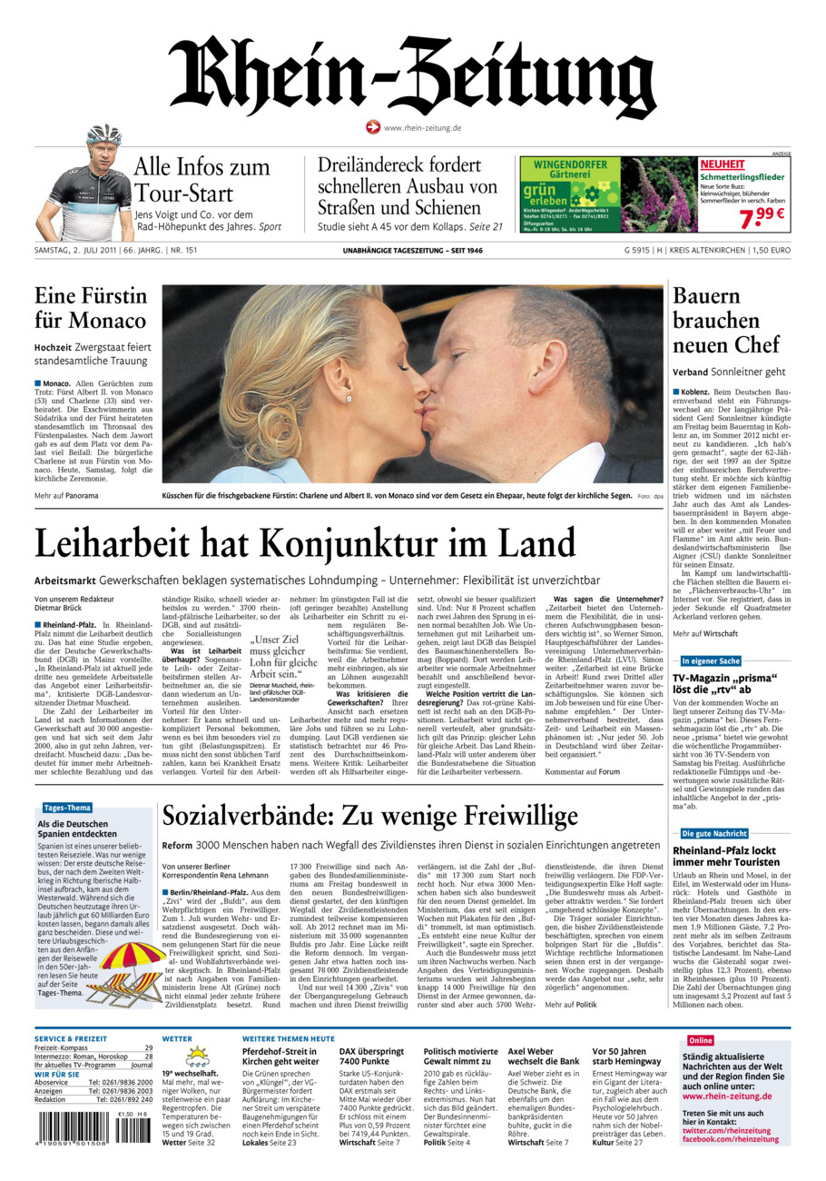 Rhein-Zeitung Kreis Altenkirchen vom Samstag, 02.07.2011