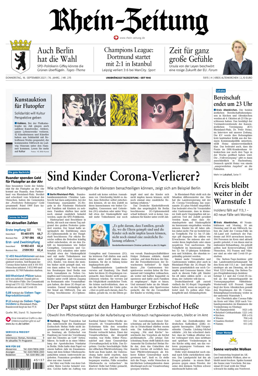 Rhein-Zeitung Kreis Altenkirchen vom Donnerstag, 16.09.2021