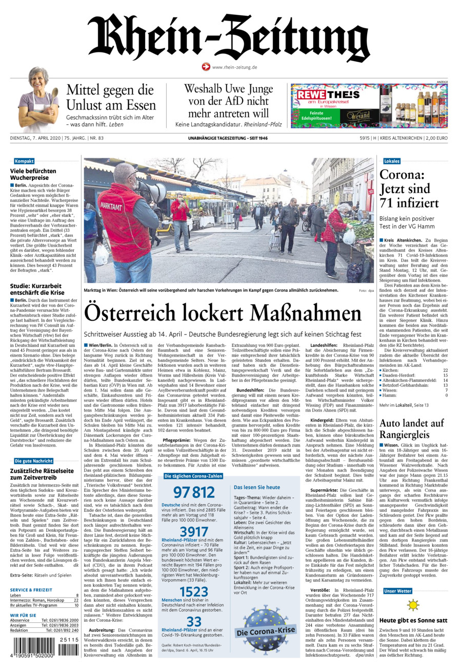 Rhein-Zeitung Kreis Altenkirchen vom Dienstag, 07.04.2020