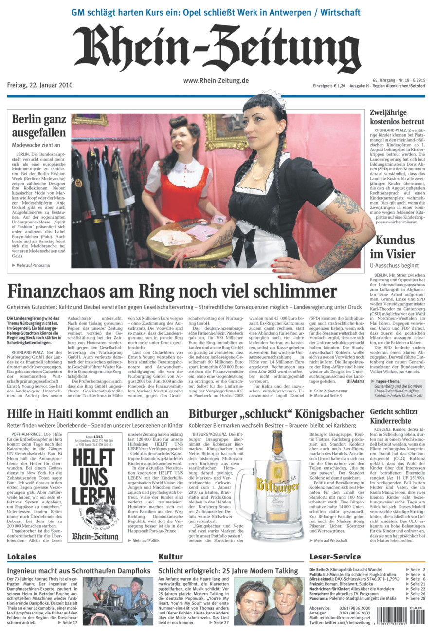 Rhein-Zeitung Kreis Altenkirchen vom Freitag, 22.01.2010