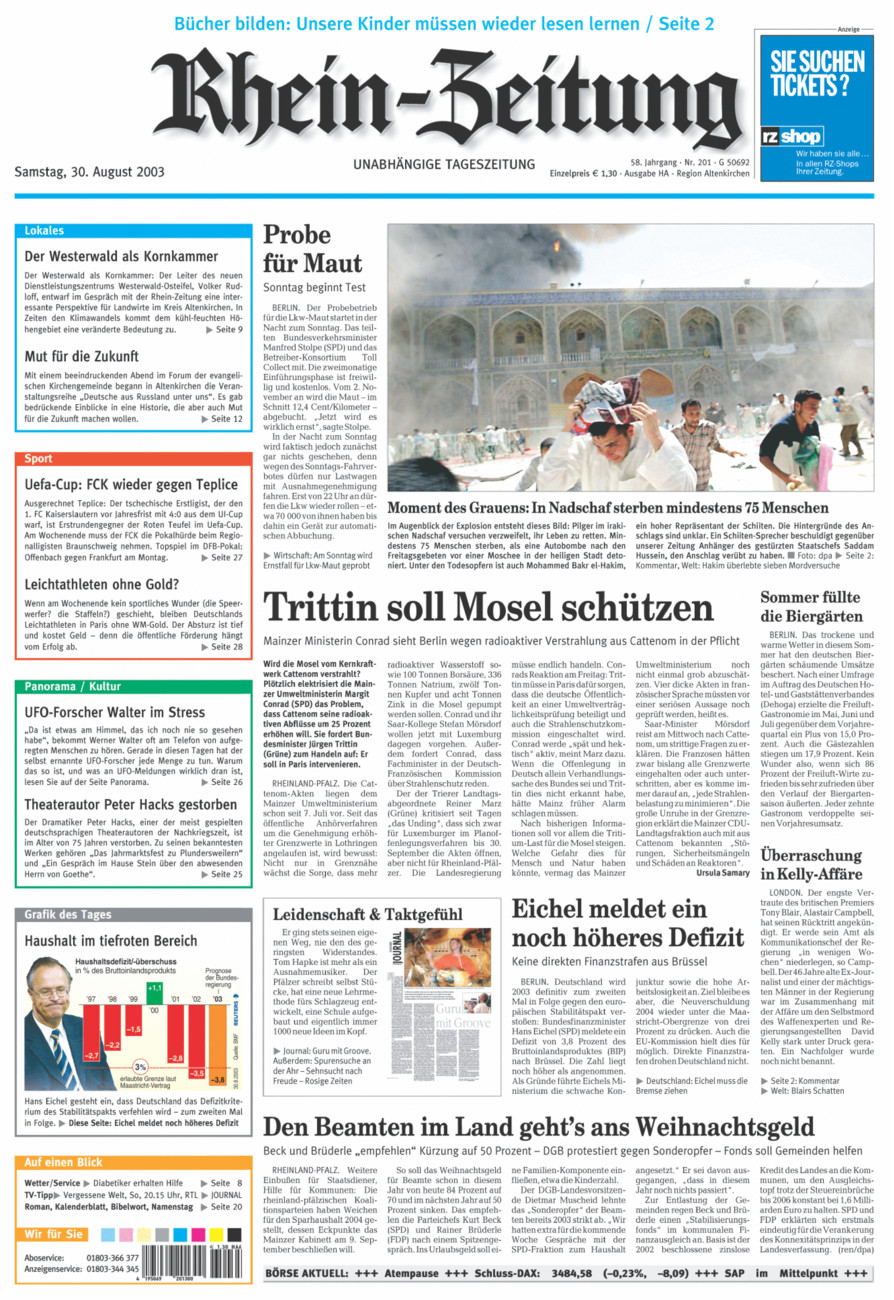Rhein-Zeitung Kreis Altenkirchen vom Samstag, 30.08.2003
