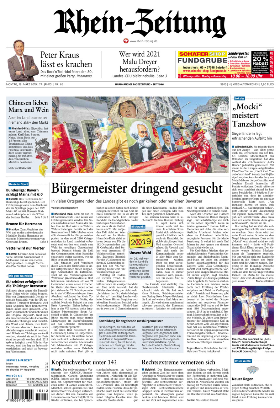 Rhein-Zeitung Kreis Altenkirchen vom Montag, 18.03.2019