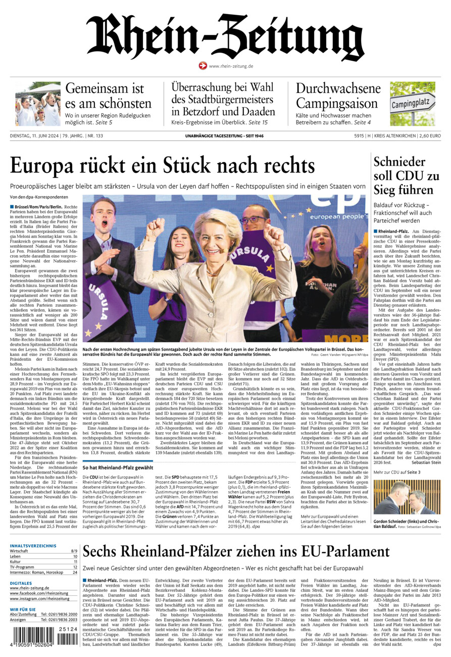 Rhein-Zeitung Kreis Altenkirchen vom Dienstag, 11.06.2024