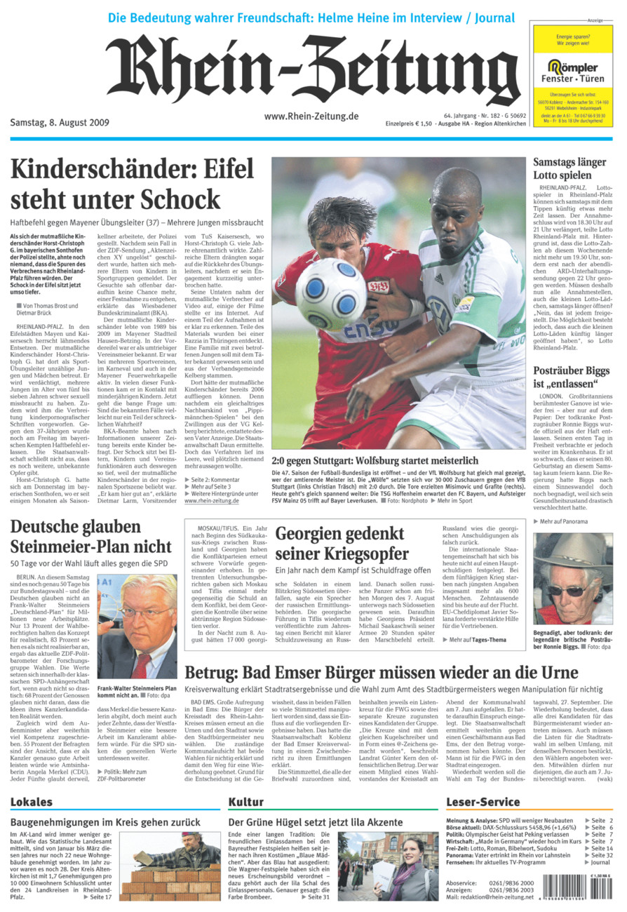 Rhein-Zeitung Kreis Altenkirchen vom Samstag, 08.08.2009
