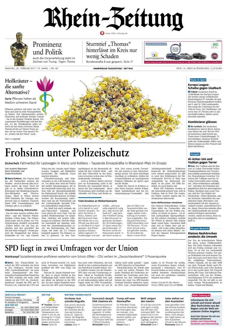 Rhein-Zeitung Kreis Altenkirchen vom Samstag, 25.02.2017