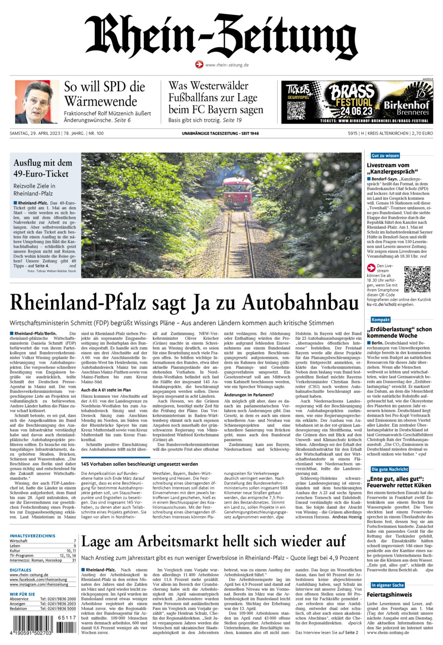Rhein-Zeitung Kreis Altenkirchen vom Samstag, 29.04.2023