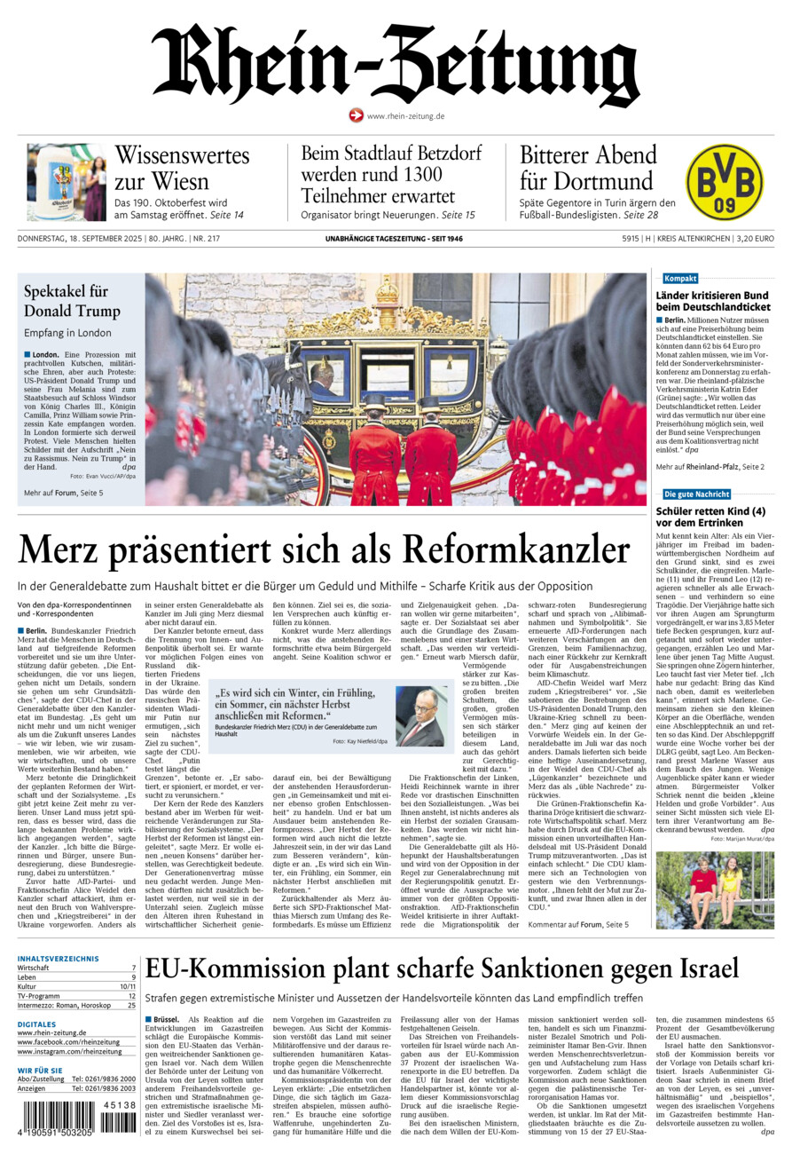 Rhein-Zeitung Kreis Altenkirchen vom Donnerstag, 18.09.2025