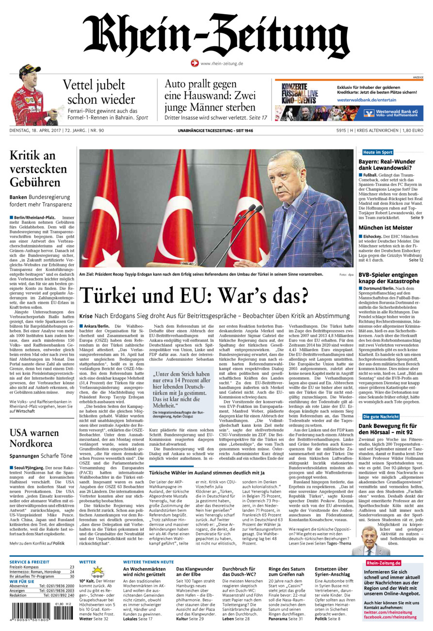 Rhein-Zeitung Kreis Altenkirchen vom Dienstag, 18.04.2017