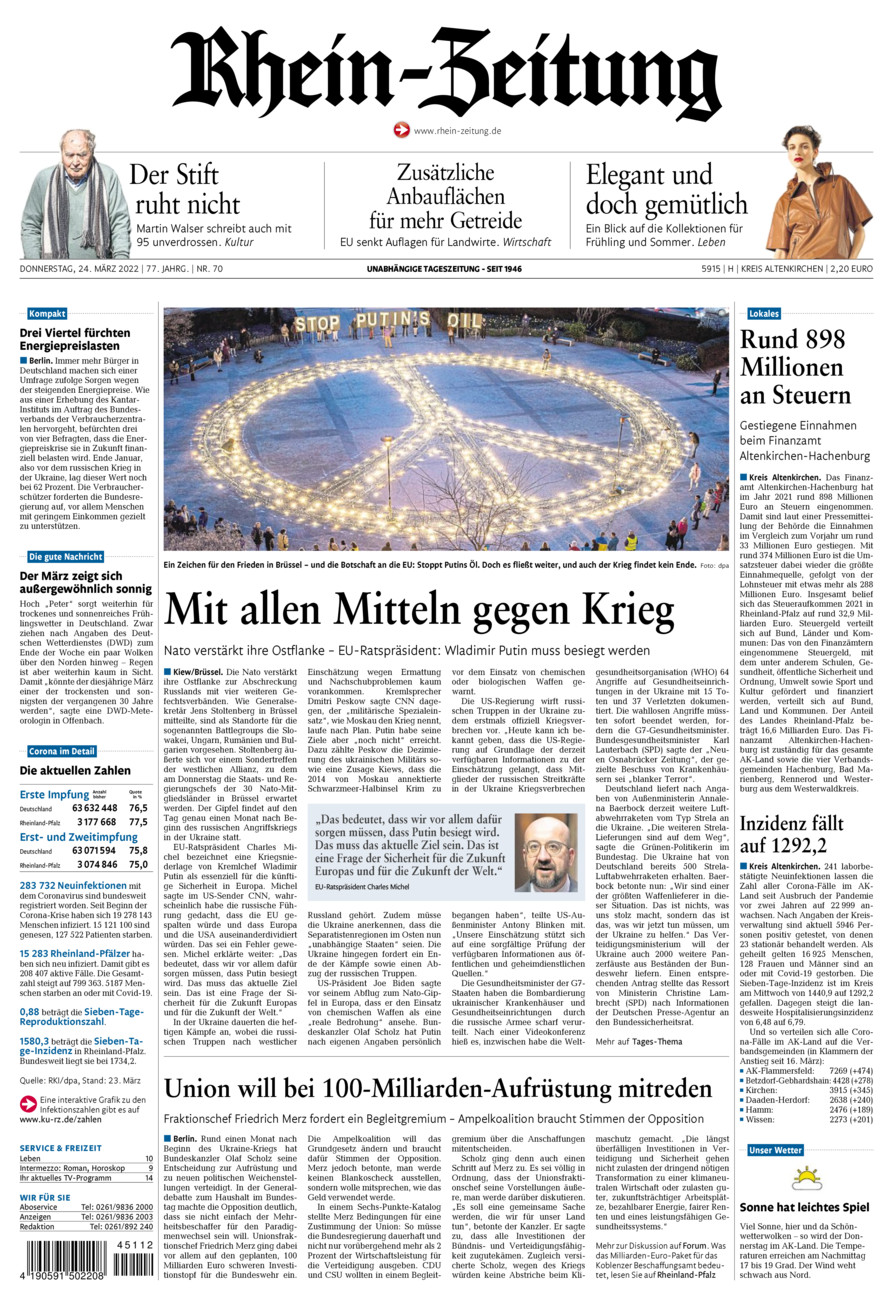 Rhein-Zeitung Kreis Altenkirchen vom Donnerstag, 24.03.2022