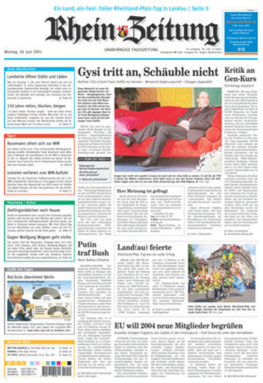 Rhein-Zeitung Kreis Altenkirchen vom Montag, 18.06.2001