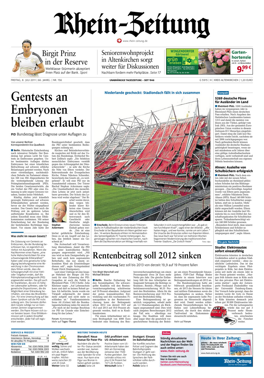 Rhein-Zeitung Kreis Altenkirchen vom Freitag, 08.07.2011