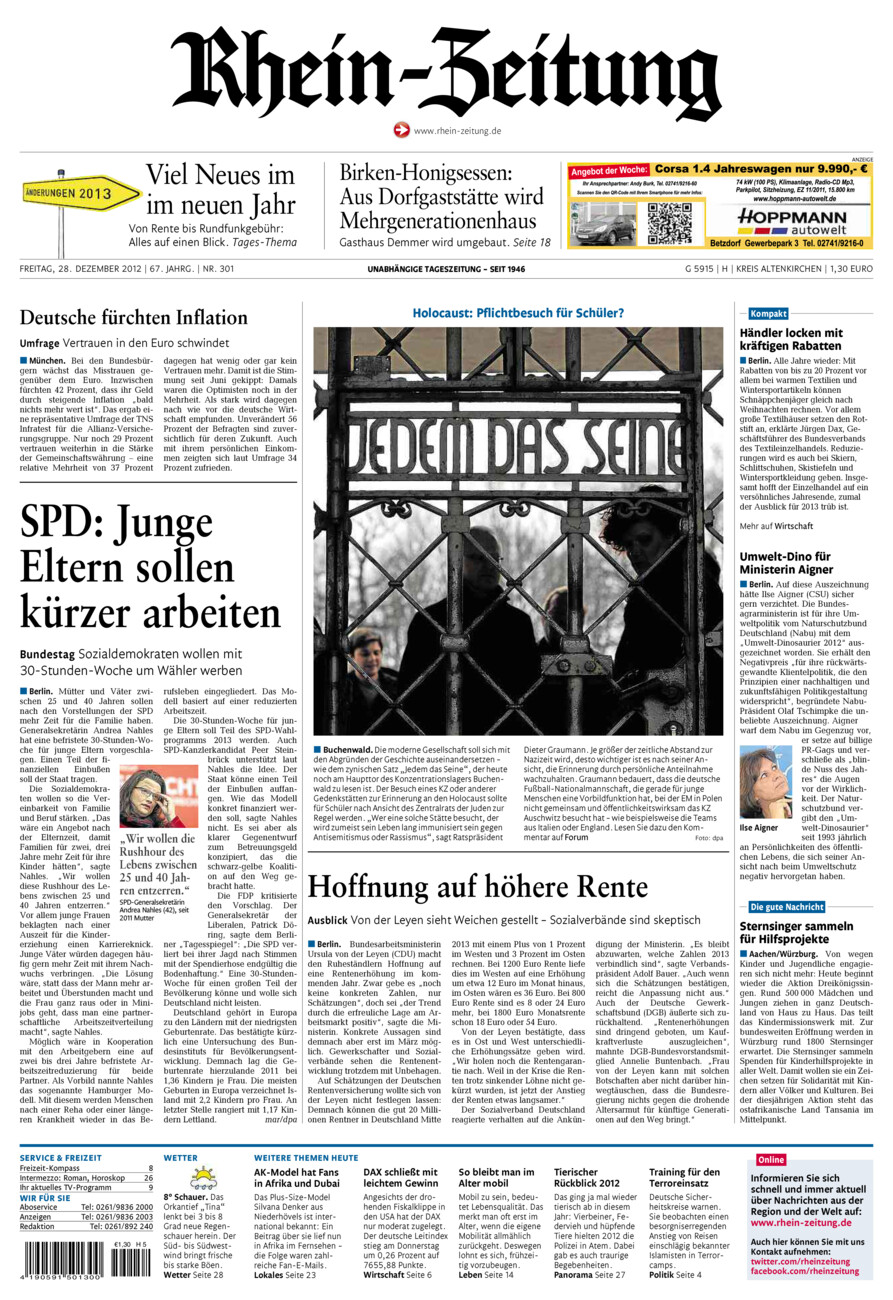 Rhein-Zeitung Kreis Altenkirchen vom Freitag, 28.12.2012