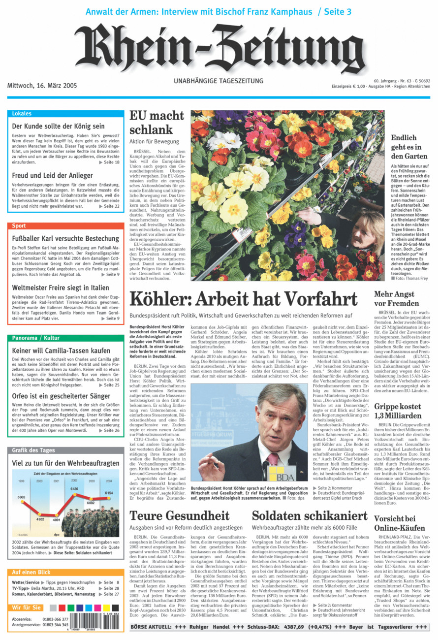 Rhein-Zeitung Kreis Altenkirchen vom Mittwoch, 16.03.2005
