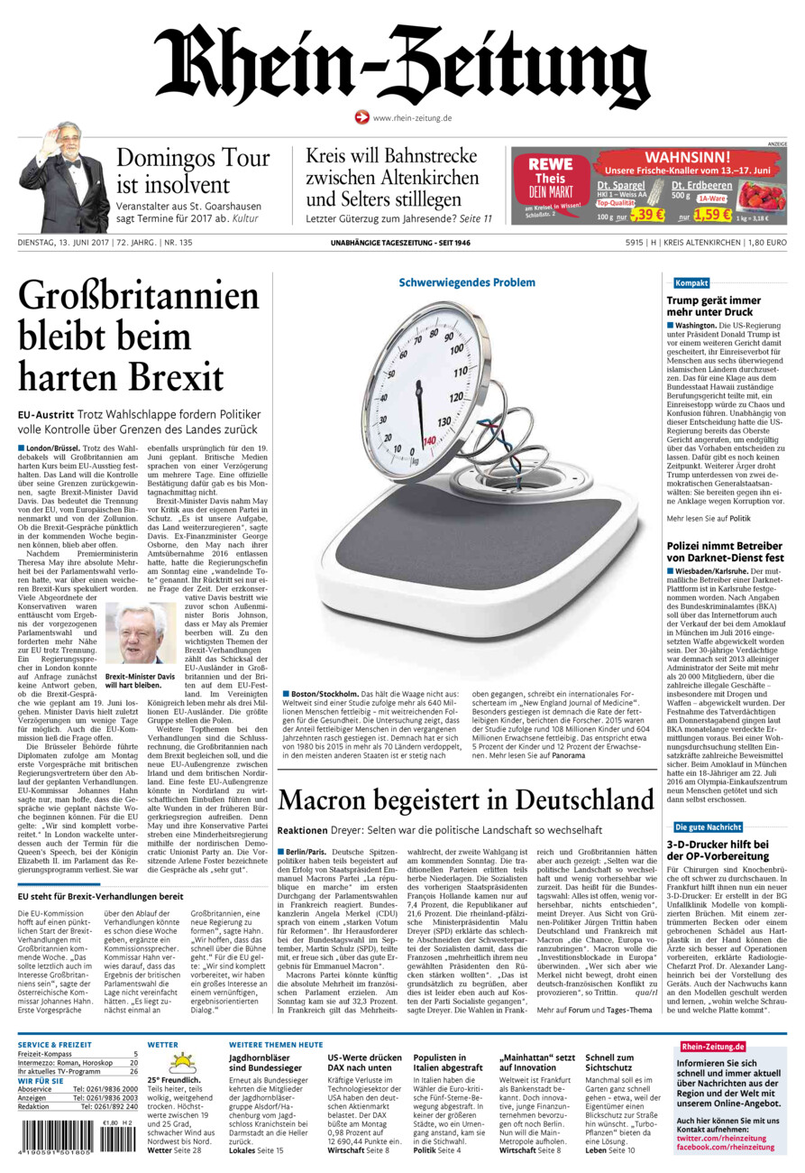 Rhein-Zeitung Kreis Altenkirchen vom Dienstag, 13.06.2017