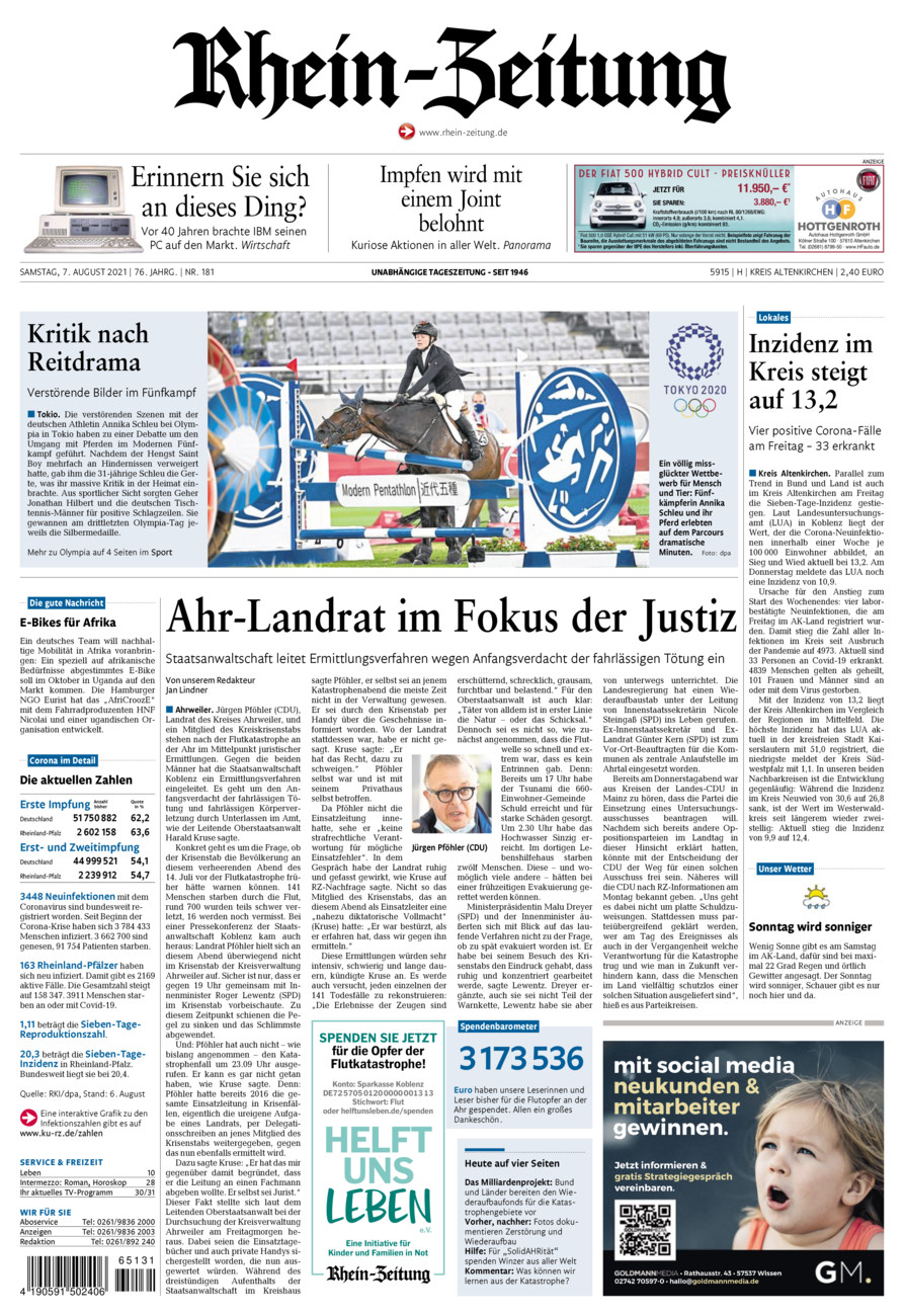 Rhein-Zeitung Kreis Altenkirchen vom Samstag, 07.08.2021
