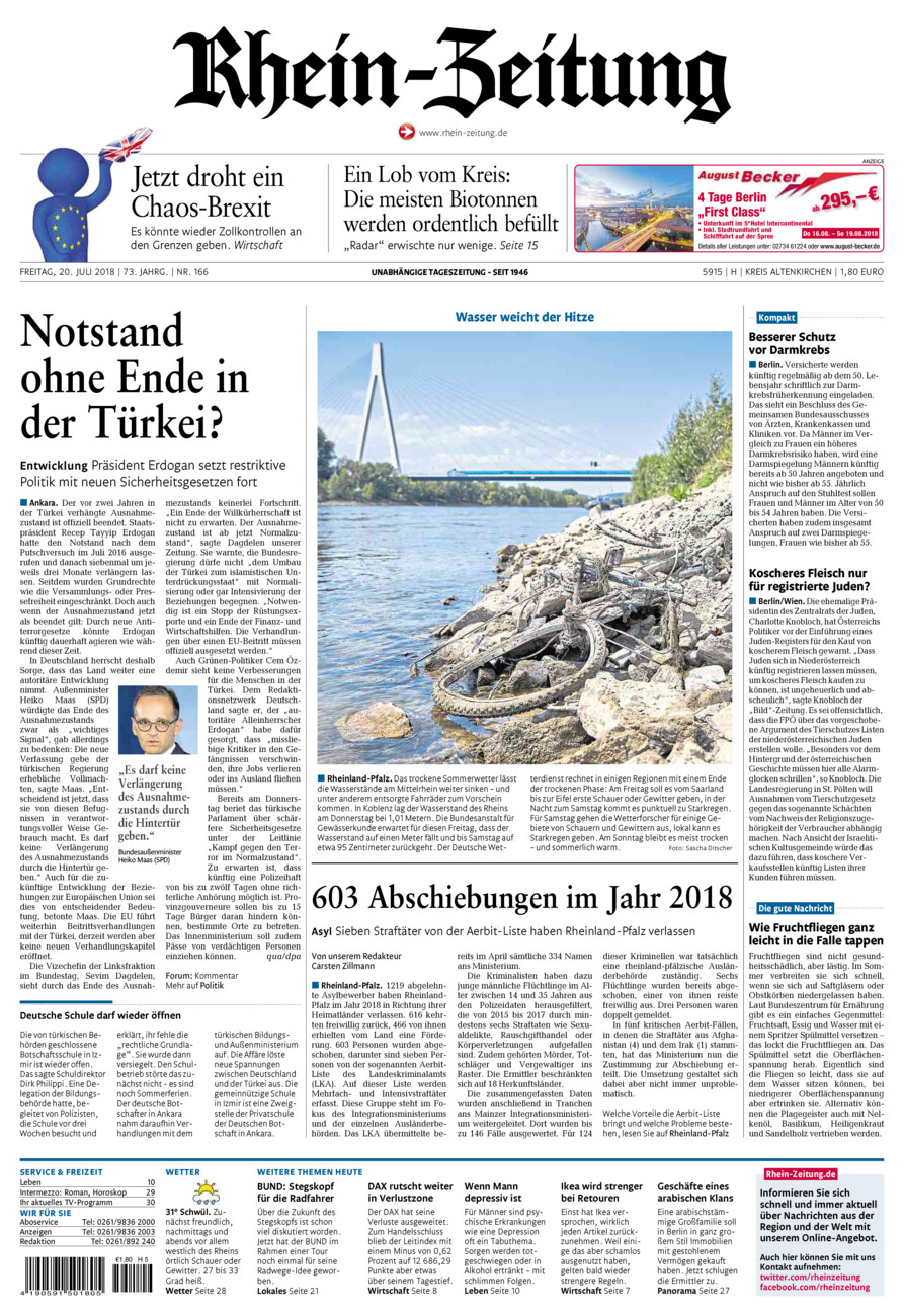 Rhein-Zeitung Kreis Altenkirchen vom Freitag, 20.07.2018