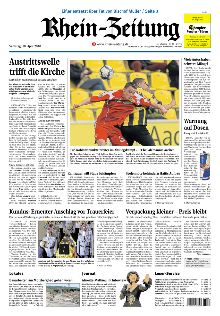 Rhein-Zeitung Kreis Altenkirchen vom Samstag, 10.04.2010