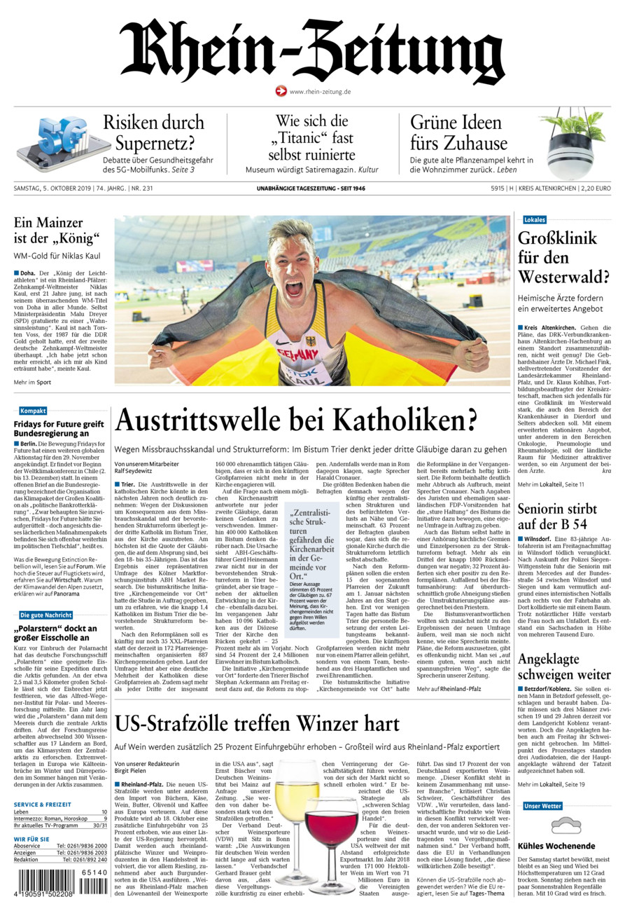 Rhein-Zeitung Kreis Altenkirchen vom Samstag, 05.10.2019