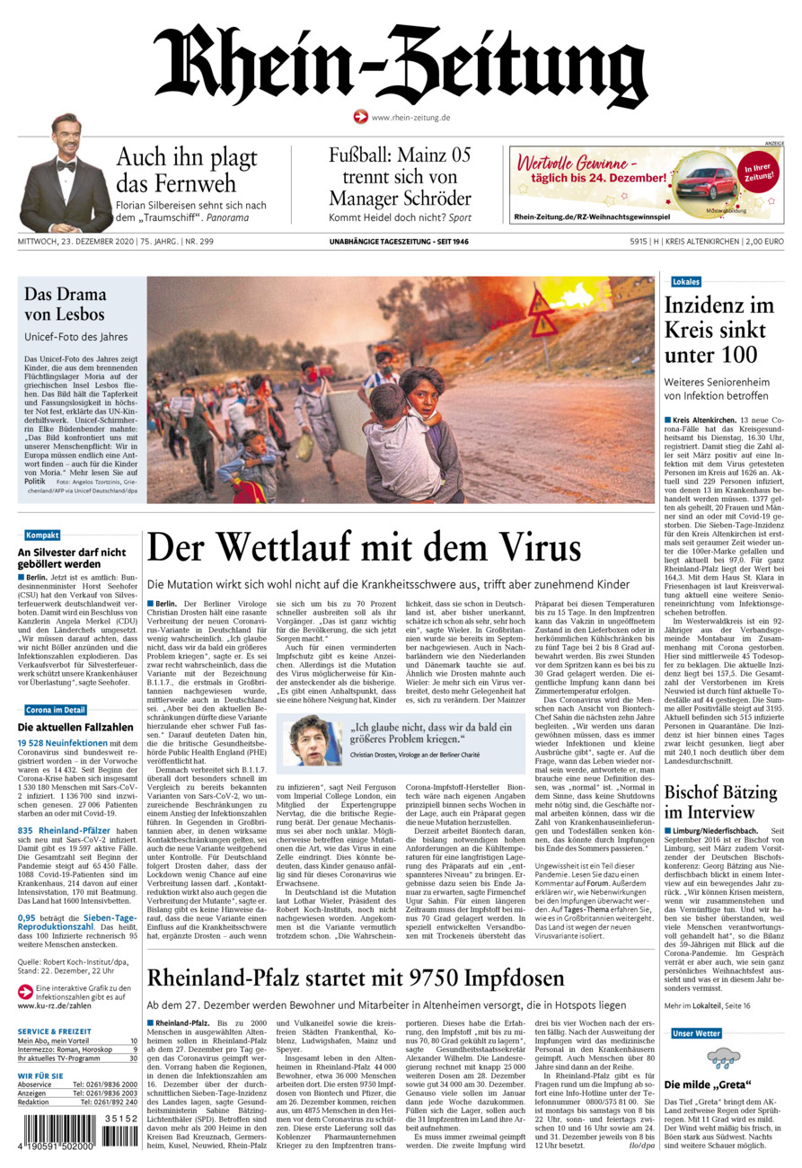 Rhein-Zeitung Kreis Altenkirchen vom Mittwoch, 23.12.2020