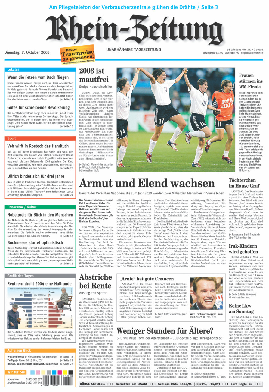 Rhein-Zeitung Kreis Altenkirchen vom Dienstag, 07.10.2003