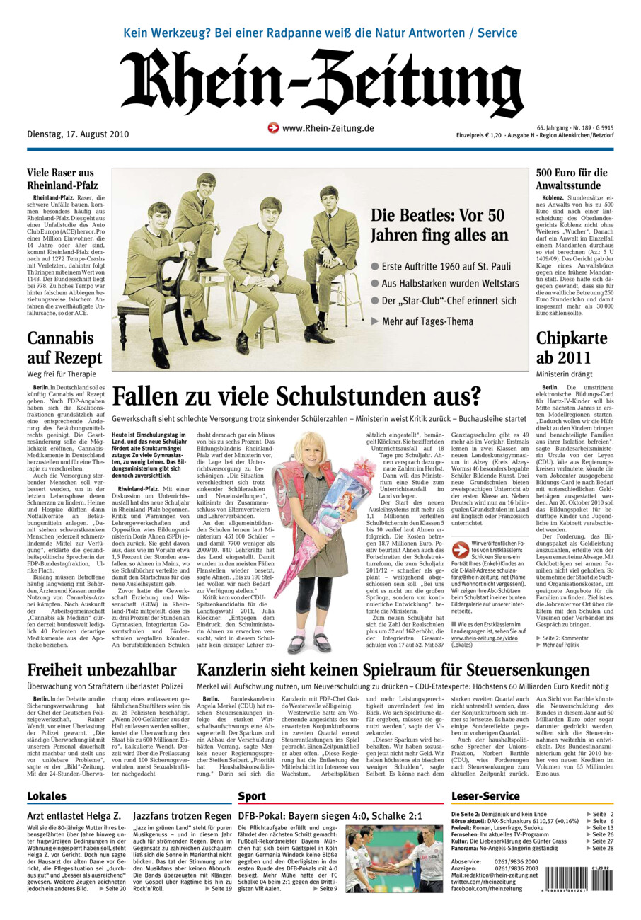 Rhein-Zeitung Kreis Altenkirchen vom Dienstag, 17.08.2010