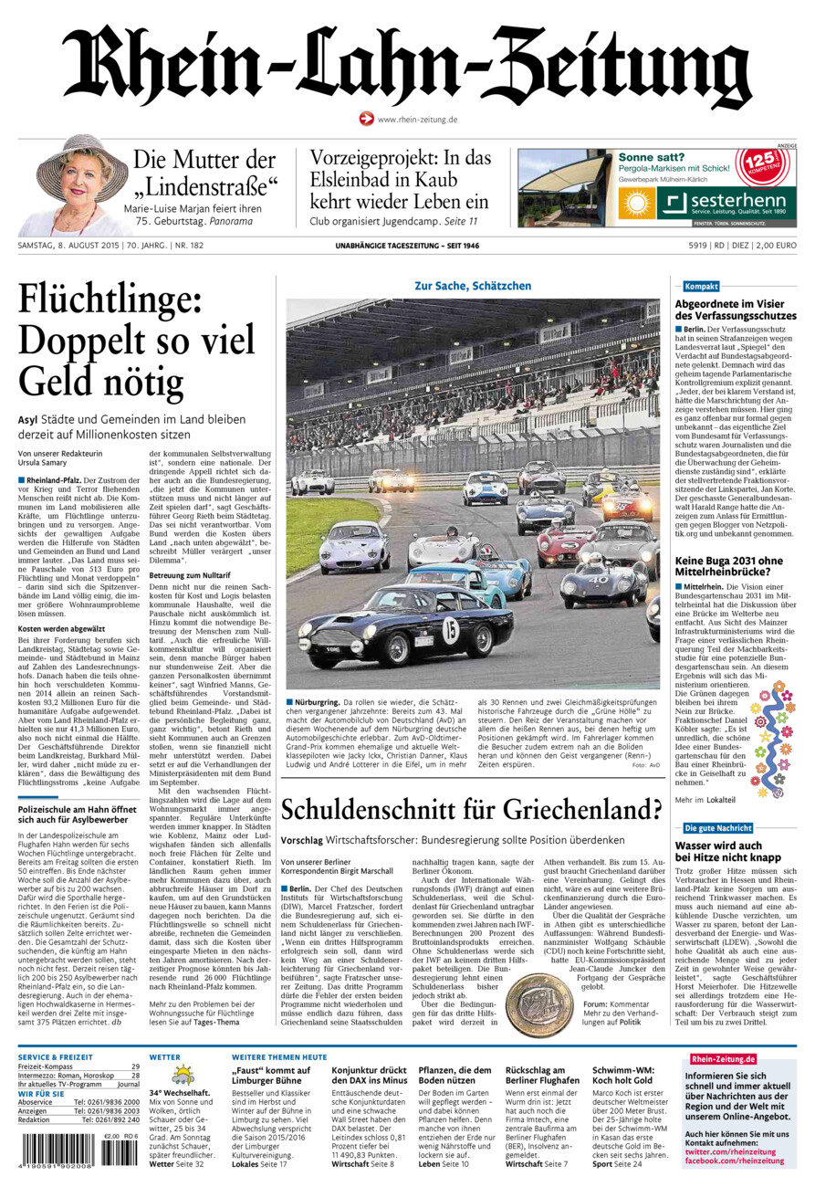 Rhein-Lahn-Zeitung Diez (Archiv) vom Samstag, 08.08.2015